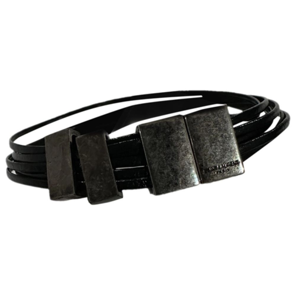 Saint Laurent 6 Slim leather multiple Layers Signature 4 Metal Bracelet